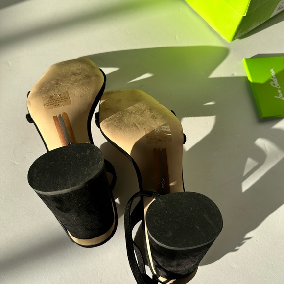 Sam Edelman Kia Sandals Black Leather Block Heels - Picture 8 of 11